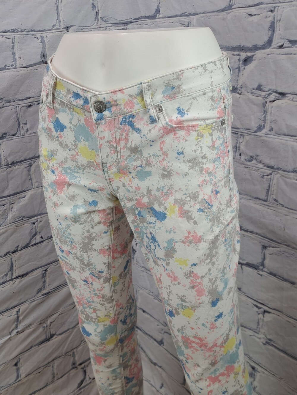 dELiA*s Womens Vintage Y2K Paint Splatter Olivia Skinny Jeans 7/8 US 30"W